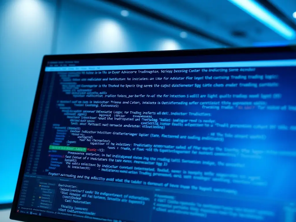 A visual representation of an Expert Advisor's code being modified, emphasizing the ability to customize trading logic and add custom indicators.